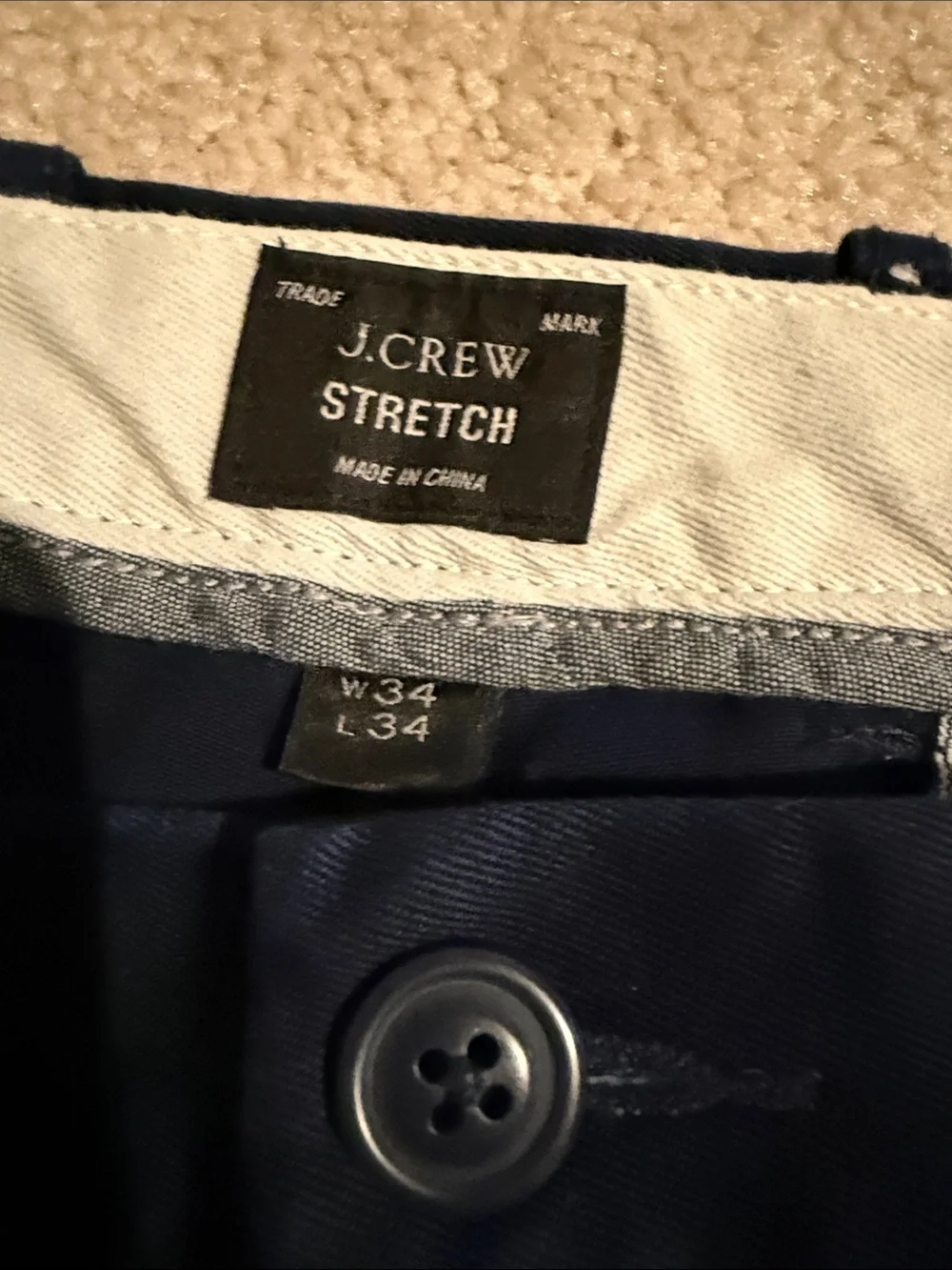 J. Crew Men's Navy Slim Fit Stretch Chinos